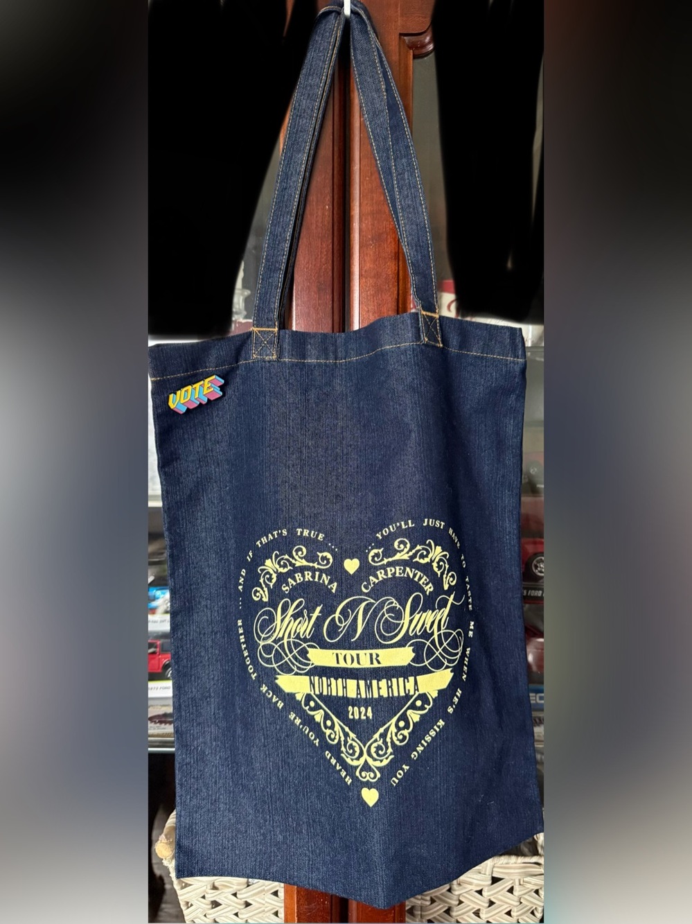 Sabrina Carpenter Short N Sweet Tour Denim Tote - Navy Blue